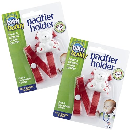 Baby Buddy Bear Pacifier Holder Clip Red