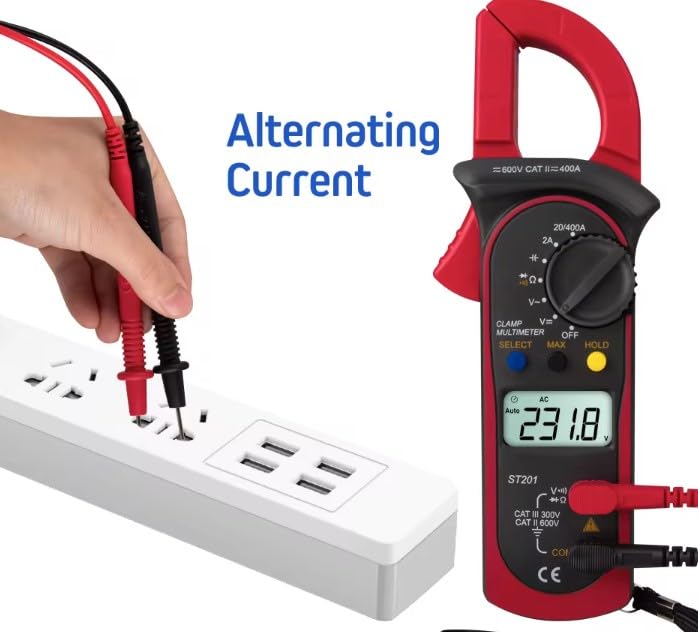 Image of Digital Clamp Meter Multimeter AC Current and AC /DC Voltage Tester with Amp, Volt, Ohm, Continuity, Diode and Resistance Test, Auto-Ranging, Red, MSR-C600