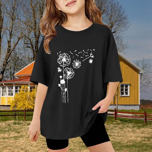 Girls Oversized T Shirt Cute Dandelion Floral Graphic Tees Crew Neck Shirts Summer Boho Short Sleeve Casual Loose Fit Tops4