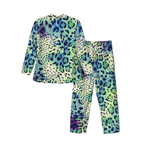 Pyjama léopard homme vert : ensemble de nuit confortable à manches longues - 4