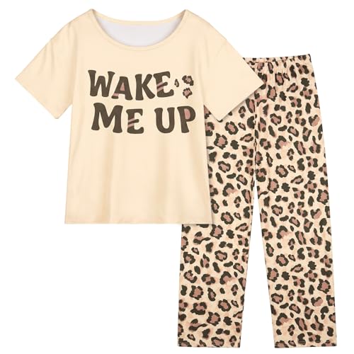 Image of FIOBEE Girls Pajamas Sets 2PCS Summer Pajama Sleepwear Kids Pjs Clothes Short Sleeve for Teen Girl Size 3-14