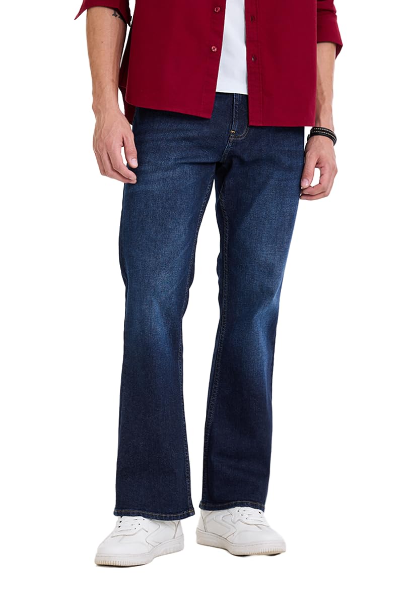 snitch Men Jeans Casual Wear | Bootcut Fit Vintage Mid Rise Washed Style | Premium Cotton Blend & Stretchable Denim Fabric for Daily Use & Social Outings-picture-52