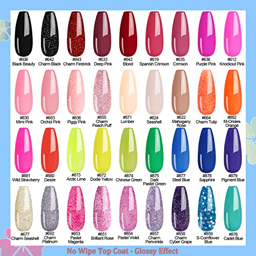 Lavender Violets UV-Gel-Nagellack 42 PCS mit Base und Matte-Glänzende/Diamant/Glow in the dark No Wipe Top Coat Soak Off… – Bild 4