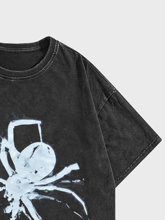 Spider Letter Graphic T-Shirt Men’s Hip Hop Streetwear Oversized Tee Harajuku Casual Y2k Cotton Shirt3