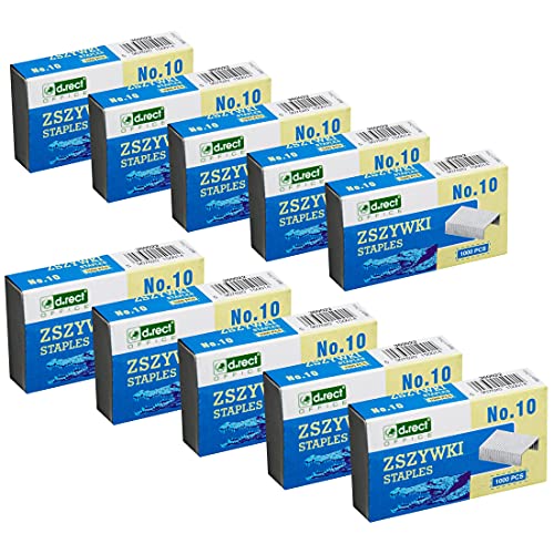 D.RECT Grapas 10mm - Grapas para Grapadoras de Oficina - Paquete de 10000 Unidades, 10 x 1000 Unidades