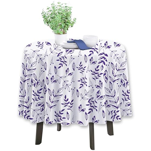 Image of 100% Cotton Printed Tablecloth for 4-6 Seater Dining Table for Home, Garden, Hotel and Restaurant, Pack of 1 Piece (Blue, 72 inch Round)