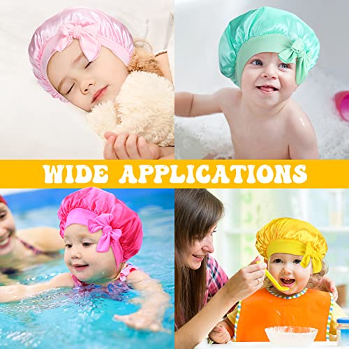 Jagely 8 Pcs Baby Bonnet Kids Bonnets For Girls Silk Toddler With Tie Band Adjustable Sleeping Hair Cap Infant, Solid Colors, Yellow, White, Mint Green, Rose Red, Light Pink, Blue, Purple, One Size #TOP6
