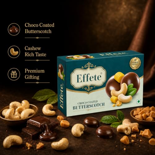 Image of Effete Choco Coated Nut Butter Scotch, Chocolaty Dryfruits, Butter Scotch chocolates packet, Chocolicious Butter Scotch, Dryfruits chocolates packet, chocolates gift pack, chocolate box (32gm)