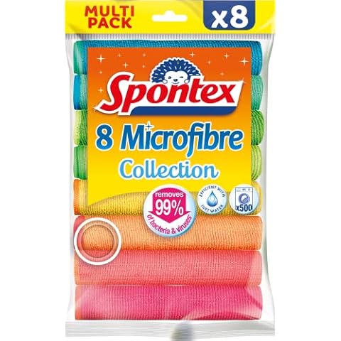 SPONTEX - Microfibre Collection - Multi-purpose Microfibers - 8 Microfibers Cover