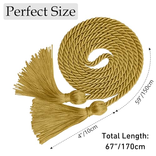 Image of Graduation Honor Cords Antigue Gold Yarn Cords with Tassels for Graduation Students