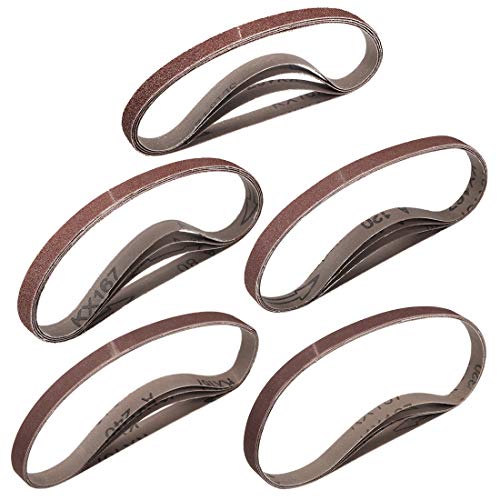 uxcell 1/2" x 18" 60/80/120/240/320 Grit Sanding Belt Aluminum Oxide Sandpaper Belts for Portable Strip Sander Wood Finishing Metal Drywall Polishing 20pcs
