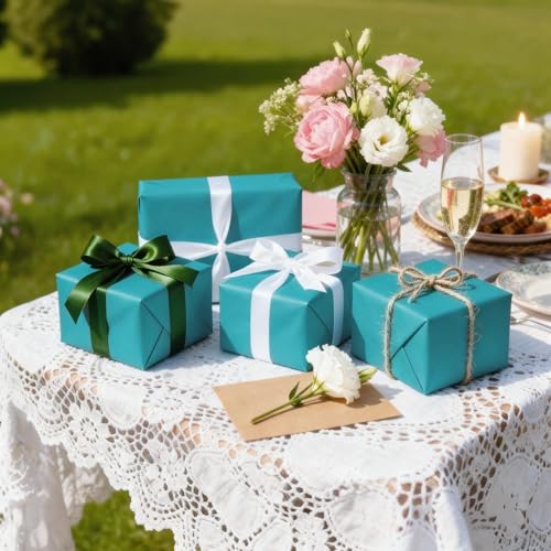 Image of Bobobag 100 Sheets Turquoise Blue Tissue Paper, 20 inch x 14 inch Tissue Paper for Gift Bags, Bulk Gift Wrapping Tissue for DIY Crafts, Birthday, Christmas and Holiday Decor