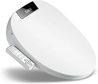 Electric Heated Toilet Seat Bidet with Warm Water Rear and Front Wash, Bidet Seat Elongated, Adjustable Warm Air Dryer, Self-Cleaning Stainless Steel Nozzle, Slow Closed Toilet Seat