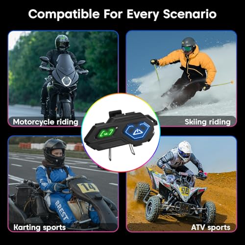 Image of Sounce Bluetooth Helmet Headset - Wireless Dual Earphones with 50mm HD Speakers, IP67 Waterproof, Auto Call Answer, Voice Assistant, V5.4 Wireless Compatible with All Helmets