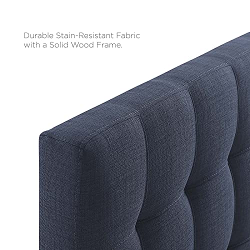 Image of Modway Lily Tufted Linen Fabric Upholstered King Headboard in Navy