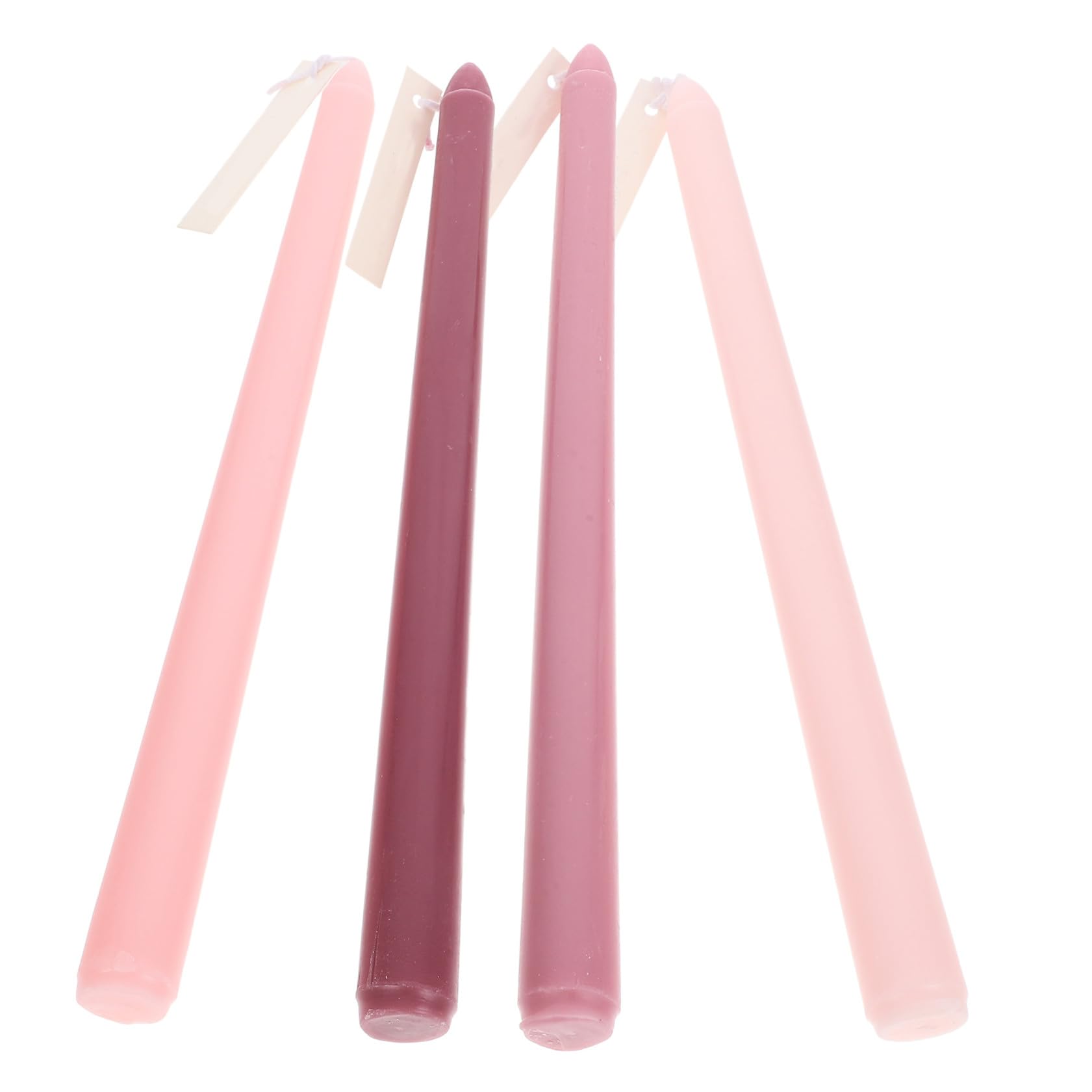 Veemoon Velas Aromáticas de Poste Largo Degradado Rosa 4 Piezas Fragancia de Rosa Intensa sin Humo ni Olor para Decoración Romántica y Cenas en Comedor