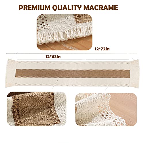 Farmhouse Table Runner, Rustic Table Runners Linen Boho Table Runners 72 Inches Long, Braided Striped Handmade Table Runners With Tassel For Bohemian Wedding,Dinning (Black Forest) #TOP3