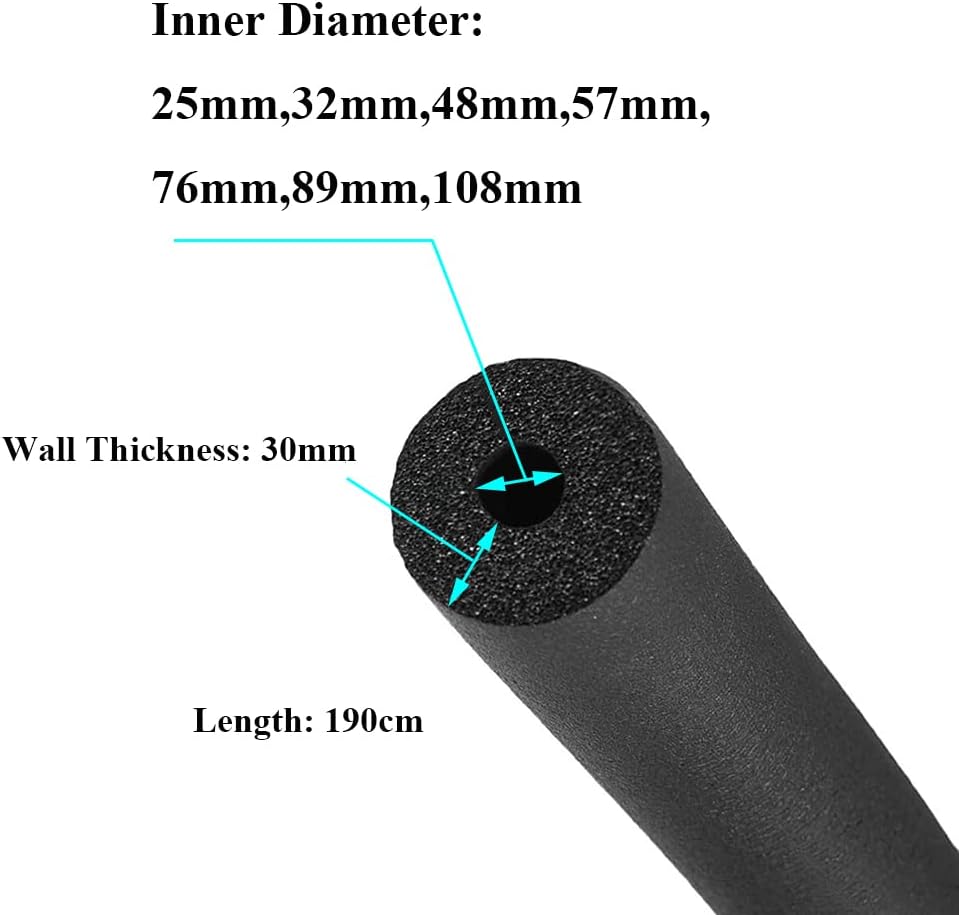 Pipe insulation foam tube pipe lagging foam 1 Inch Pipe Insulation Foam Tube, Rubber Pipe Insulation Wrap, Home Air Conditioner Heat Insulation Pipe, Flexible, Insulated and Waterproof ( Size : 57mm )
