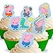 Toppershack 12 x Vorgeschnittene und Essbare Aufrecht Stehende Peppa Pig George Kuchen Topper (Tortenaufleger, Bedruckte Oblaten, Oblatenaufleger)