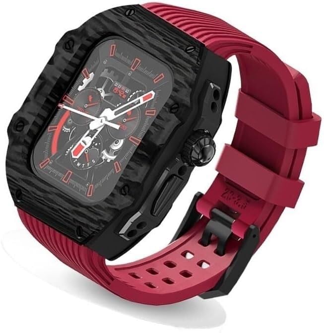Kit modification fibre de carbone Apple Watch antichoc avec bracelet FKM