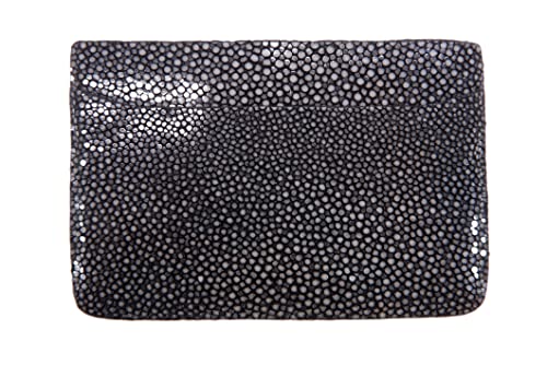 Genuine Polished Stingray Skin Leather Slim Business Credit Card Holder Sleeve Wallet (Black)4