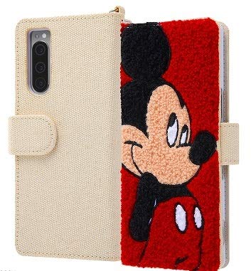 イングレム SO-01M SOV41 Xperia5 ディズニー キャラクター 手帳型 ケース サガラ刺繍 ミッキーIS-RDXP5SGR1/MK