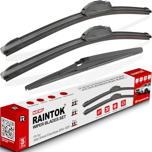 RAINTOK Windshield Wiper Blades Replacement for 2014-2021 Jeep Grand Cherokee Original Factory Quality Front Rear Wipers Blade Set for My Car - 22
