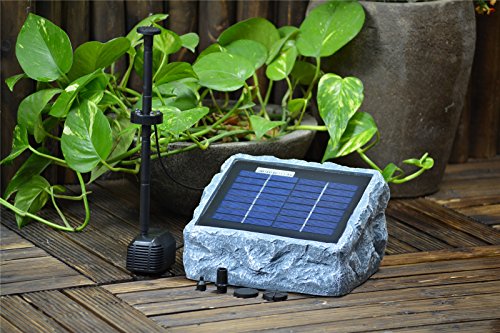 ASC Solar Stone Water Pump Kit with Battery and LED Ring Light