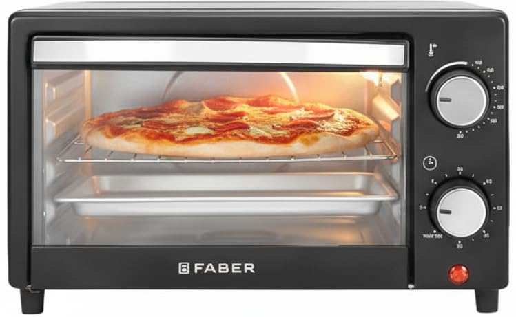 Faber 9L OTG | FOTG 9.0L Neo BK | Bake Tray, Crumb Tray, SS Wire Tray | Timer | Knob Control | Grill, Bake, Toast, Roast | 700W | Operation Indicator | 2 Year Warranty by Faber| Black