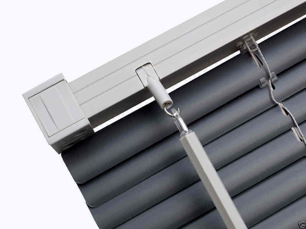 Optimal Products Easyfit PVC Venetian Window Blinds Trimmable Home Office Blind New (Slate Grey (Contrast), 45cm x 210cm)