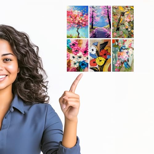 Image of SiddArtify Floral Wall Art Prints Set - Textured Flower Poster Decor for Living Room Bedroom Office - Set of 2-4x6 Inch - Board (Pack of 6) - Sticker (Pack of 6)