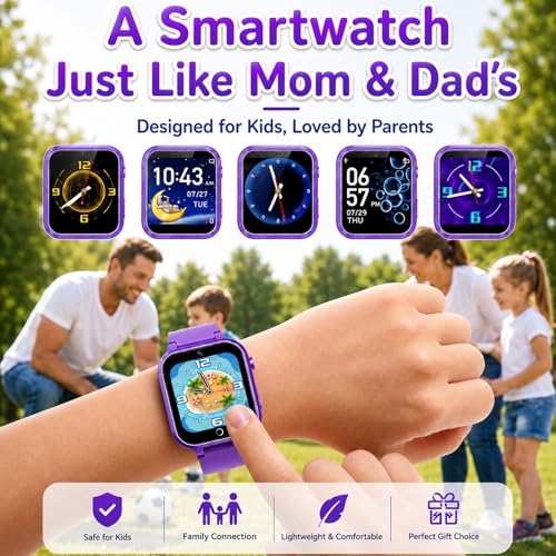 Image of Smart Watch for Kids, Girls Boys Smartwatch with 26 Games Camera Video Recorder and Player, Pedometer Calendar Flashlight, Audio Book etc., Gifts for 4-12 Years Children (Purple) | 26 Games, HD Touch Screen, Video Camera, Music Player, Alarm