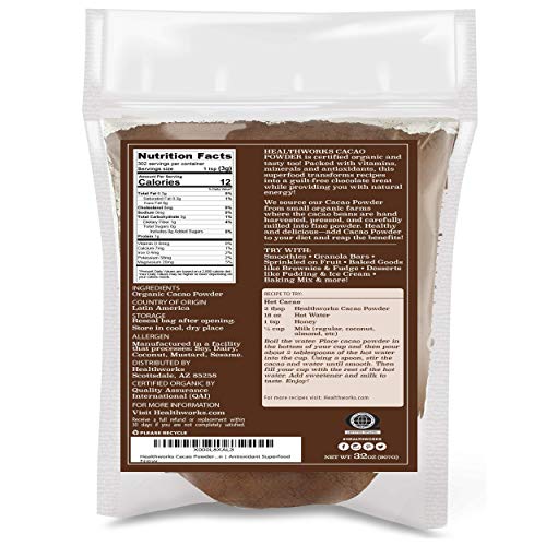 Healthworks Cacao Powder (112 Ounces / 7 Pounds) | Cocoa Chocolate Substitute | Certified Organic | Sugar-Free, Keto, Vegan & Non-Gmo | Peruvian Bean/Nut Origin | Antioxidant Superfood #TOP2