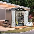 Aoxun Shed Outdoor Storage Shed with Flood 6 x 3.9 FT Metal Tool Shed with Door and Lock Outdoor Shed for Garden, Backyard, Poolside, Plastic Floor Included, Brown