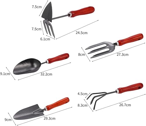 Miniatura 2 de ibasenice 1 juego de herramienta de jardinería ligera con rastrillo y pala mango herramienta de pala para jardinería al aire libre para el cuidado