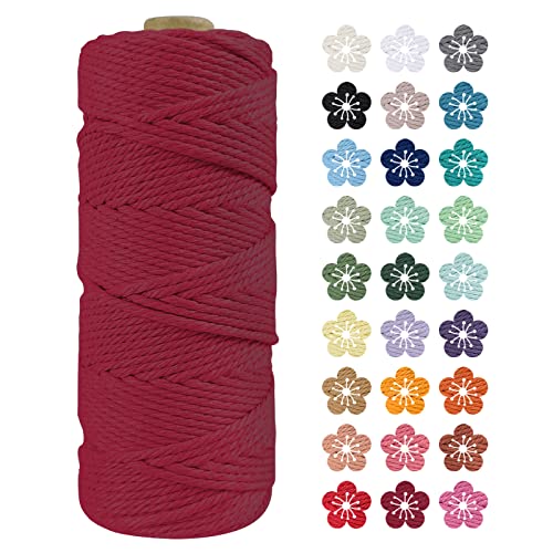 LEREATI Macrame Cord 2mm x 100m, Thick Macrame Rope Natural Cotton Rope Craft String