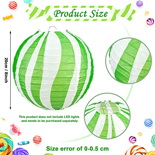 Image of Panelee 12 Pcs Christmas Peppermint Paper Lanterns 8 Inch Red Green White Candy Canes Hanging Round Paper Lanterns Holiday Xmas Party Decorations for Home Classroom Ceiling