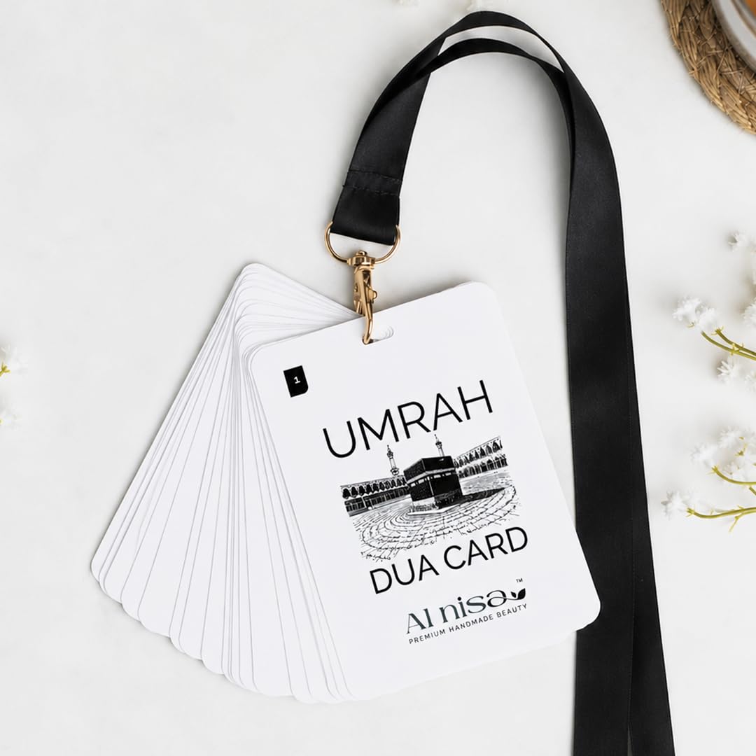 Umrah Dua Cards with Lanyard, Complete Umrah Dua Cards, Step-by-Step Umrah Guide, Arabic with English Translation & Transliteration, Pocket Flash Cards for Hajj & Umrah Pilgrims, Set of 3 Card-picture-24