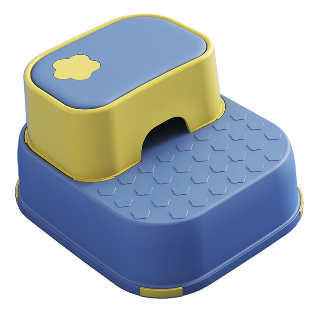 Taburete De Doble Capa Antideslizante para Niños, Escalón Seguro para Baño, Material PP Resistente, Diseño Azul y Amarillo, Adecuado para Bebés y Uso En Lavamanos, 1 Unidad