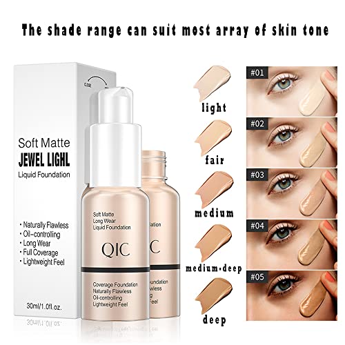 Liquid Full Coverage Foundation - Natural Looking Matte Lightweight, Undetectable Flawless Medium To Full Cover Face Makeup #TOP2