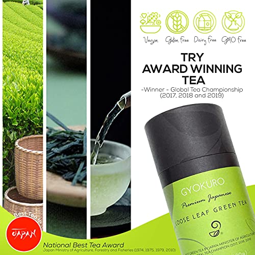Gyokuro Japanese Green Tea Loose Leaf 3.53 Oz (100G) – Yabukita Natural And Vegan High Caffeine Loose Leaf Tea – Antioxidant-Rich Green Tea Loose Leaf #TOP4