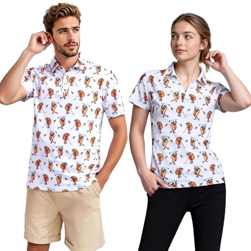 Matching Golf Shirts for Couples Funny Golf Polo Shirts for Men Women Crazy Fun Polo Shirts Couples Matching Outfits
