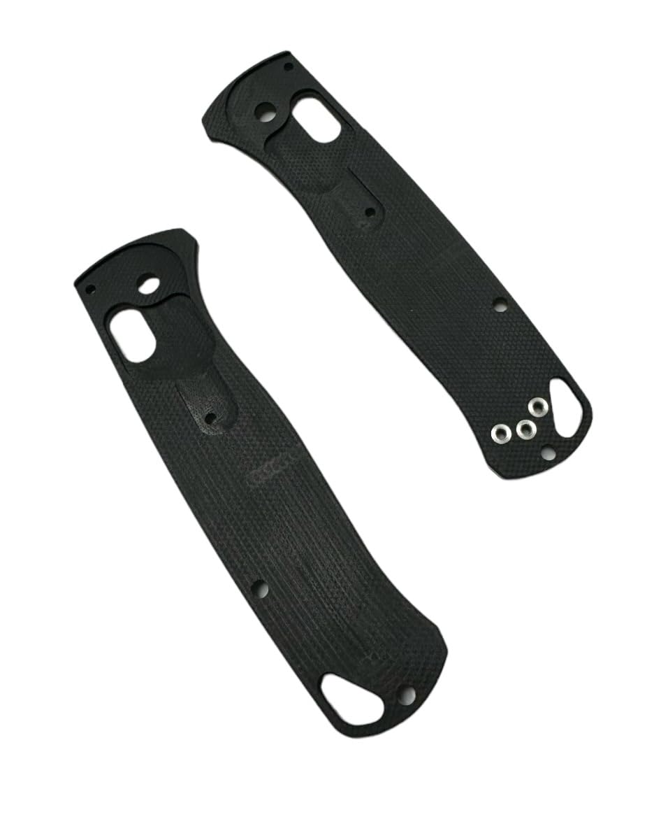 August Engineering Classic Scales For Benchmade Bugout Folding Knife 535 Precision Machined 6061 Aluminum Anodized Finish Yellow Ultem Black G10 (G10 Smooth Black) Knife Not Included