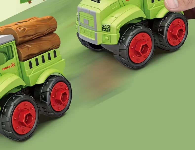 Ixora Farm Tractor Trolley Set for Kids Truck Friction Powered Pretend Play Toy Trucks Play Set Building Vehicles Set for Kids 3-14 Years (DIY Farmer Vehicle Set 4) 4