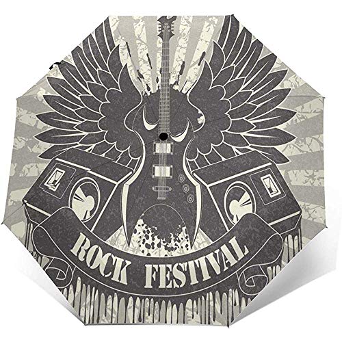 Preisvergleich Produktbild Dreifachgefalteter winddichter Reiseregenschirm, gestreifter Hintergrund-Instrumentenflügel-Lauts... Außendruck