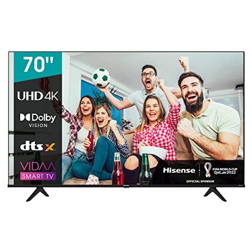 Hisense 70A6GG 178cm (70 Zoll) Fernseher, 4K UHD, HDR, Dolby Vision, Triple Tuner DVB-C/S/ S2/ T/ T2, Smart-TV, Bluetooth, WiFi, Alexa Built-In, DTS Virtual X, Hotel Mode, Schwarz [2022 ]