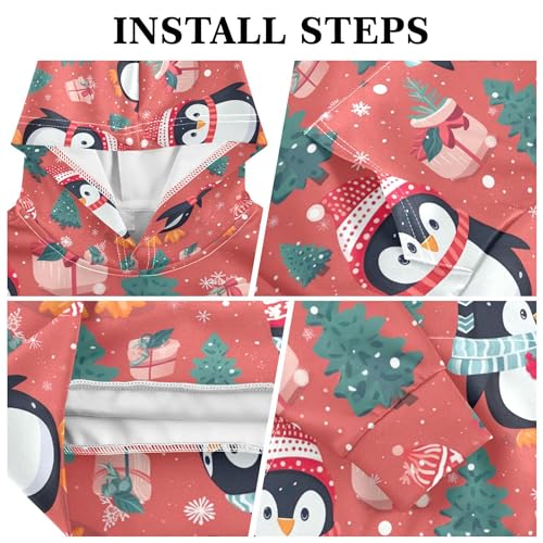 Kids Hoodies Sweaters Christmas Xmas Penguin Hooded Sweatshirts with Big Pockets for Boys Girls B04004253