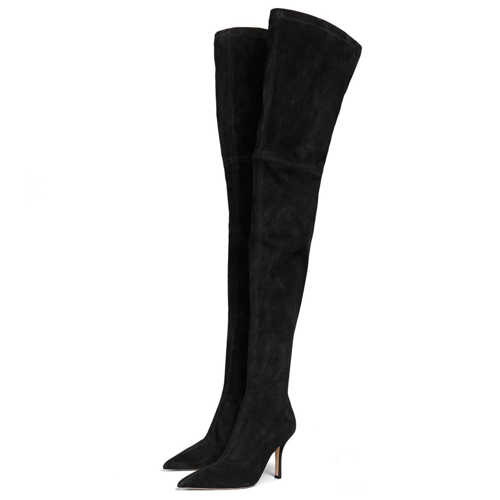 Tacchi Donna Tacchi Alti 10 Cm Stivali alla Coscia Stivali a Punta con Tacco Sottile,Camel-38