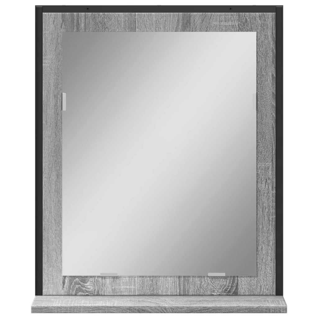 Générique Badezimmerspiegel mit Aufbewahrungsregal, graues Sonoma-Holz, Wandmontage, platzsparend, klares Glas ohne Verformung, für Make-up und Rasur
