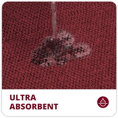 Bathroom Rugs Set 2 Pieces,Thin Bathroom Mats,Toilet Rugs,Quick Dry,Non-Slip,Machine Washable,Low Pile,Absorbent Bath Mats,Shower,Sink,Home Decor Accessories.Red,1'5"x2'3"+1'8"x2" U Shape